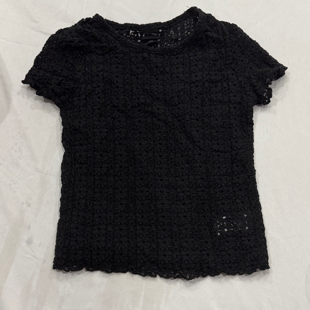 art class Black Textured Short Sleeve Top